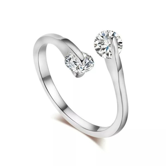 New Open Adjustable Round Cut Diamond Ring - Picture 4 of 6